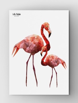 Plakat z flamingami