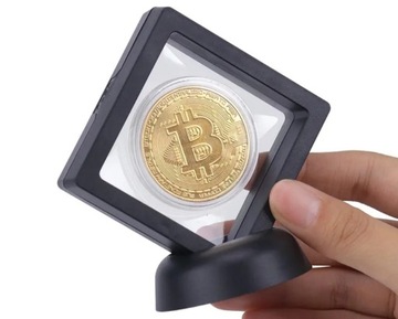 Kolekcjonerska moneta Bitcoin + stojak