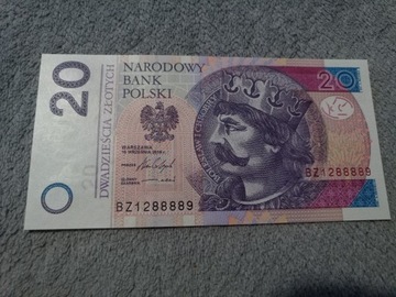 Banknot 20zł ciekawe numery 