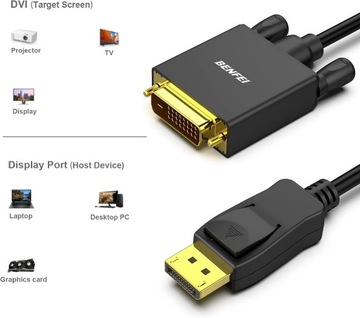 BENFEI  Adapter DisplayPort na DVI 1080p, 1.8 m,