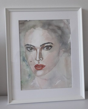 Portret kobiety akwarela obraz 50 cm x 40 cm