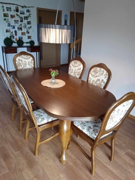 Stół owalny, rozkładany Ludwik + 8 krzeseł