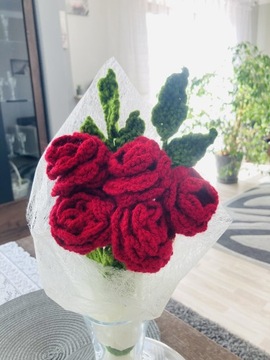 Bukiet czerwonych róż , ręcznie robiony, handmade