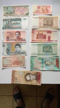 Zestaw banknotów ze świata 11 sztuk