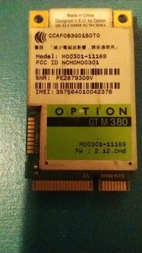 Option GTM 380 modem GSM, GPS, PCI E Mini Card