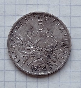 (3199) Francja 5 franków 1964 srebro 