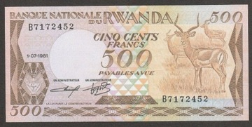 RWANDA 500 franków 1981 - KOPIA