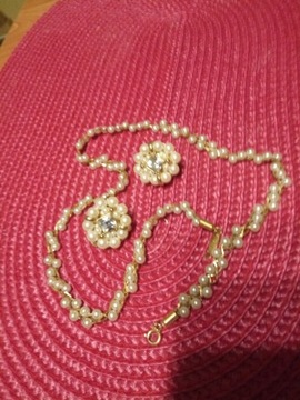 Komplet biżuterii drobne perły sztuczne