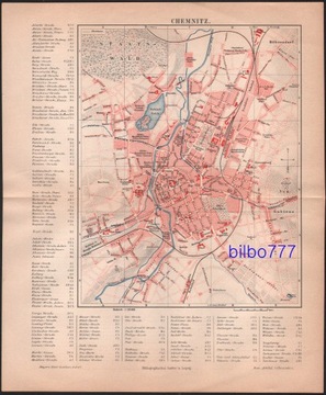 CHEMNITZ stary plan miasta z 1888 roku