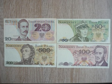 Zestaw 4 banknotów 