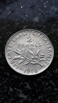 2 franki, Francja, 1918, SREBRO