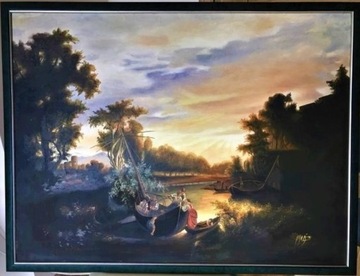 Obraz ręcznie malowany, duży 80x60cm