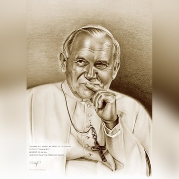 Rysunek Jan Paweł II, druk na płótnie