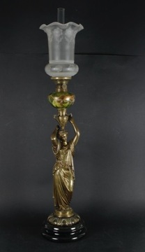 Lampa naftowa figuralna z brązu IIpoł.XIXw.