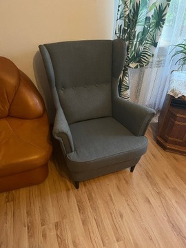Fotel ikea STRANDMON + podnóżek