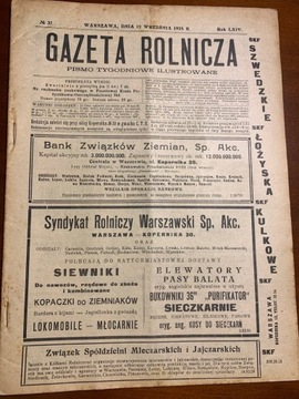 Gazeta Rolnicza  No 37. 1924 r