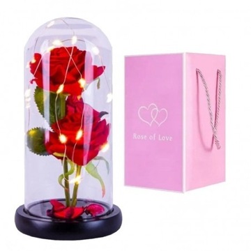 Róża pod szklaną kopułą/ LED/MIX wzorów
