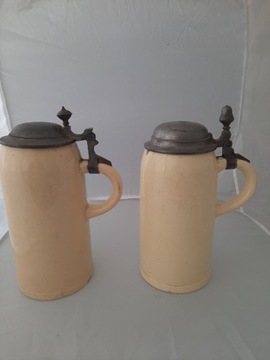 2 ogromne XVIII-XIX wieczne kufle ceramiczne.