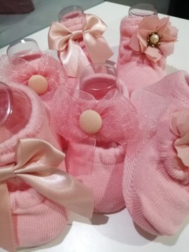 Skarpetki dla niemowląt z kokardką różowe 3 pary