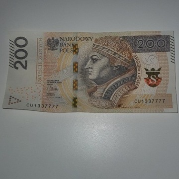 200zł kolekcjonerski banknot 7777