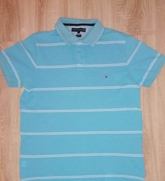 Tommy Hilfiger koszulka polo niebieska w paski L