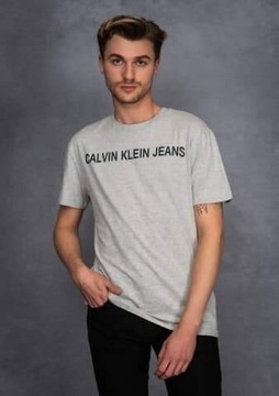 Nowy oryginalny T-shirt CK Calvin Klein L szary 