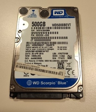 WD Scorpio Blue HDD 500GB 2,5"