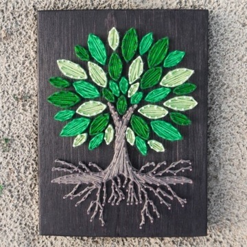 Drzewo Życia Obraz String Art Rękodzieło 30x20cm