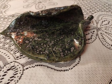 Ceramiczna patera talerz paterka butelkowa zieleń