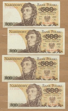 Stare polskie banknoty 500 złotych 1982 4 szt