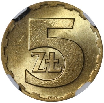 5 złotych 1975  NGC MS 66 