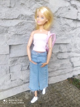 Barbie jeansy dzwony + TOP + TOREBECZKA 