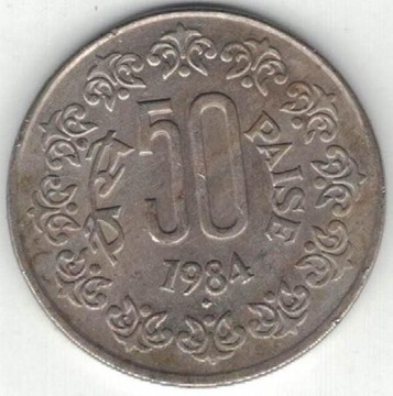 Indie 50 paise pajs 1984 B 24 mm  nr 1