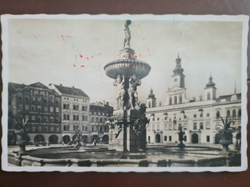 Ceske Budejovice pocztówka z 1942 - znaczek Hitler