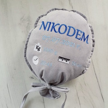 Poduszka balon metryczka miękka welurowa