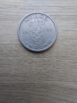Norwegia 1 krone 1953 stan III