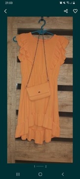 Asymetryczna Pomarańczowa sukienka 146