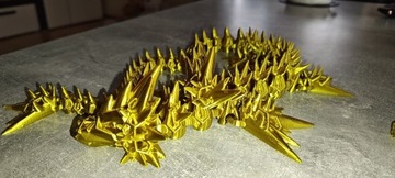 Złoty smok 60 cm przegubowy druk 3d