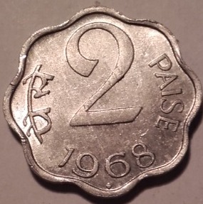 Indie moneta 2 paise 1968r