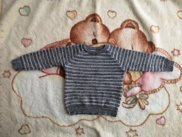 Elegancki szary melanż sweter w paski Primark 86