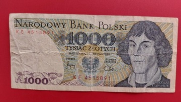 Banknot 1000 zł z 1982r. Seria KE.