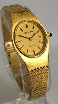 Zenith, zegarek damski z piękną pozłacaną bransoletą, stan SUPER +