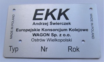 Tablica informacyjna wagonu EKK WAGON Ostrów Wlkp.