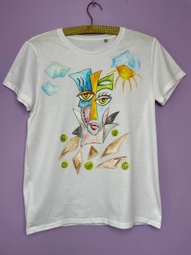 Art koszulka ręcznie malowana boho eco - bawełna L