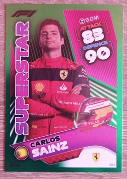 Topps F1 Turbo Attax 2022 Sainz Green Parallel 500