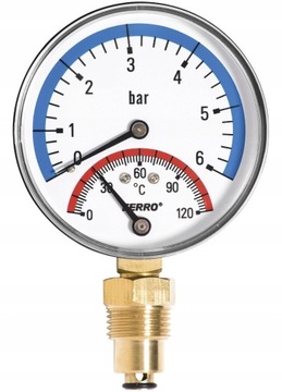 Termomanometr radialny 0-120 °C 0-6 bar 80mm 