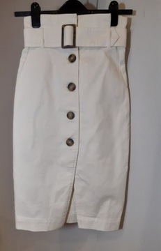 Spódnica biała rozpinana Nowa H&M 62pas bawełna 