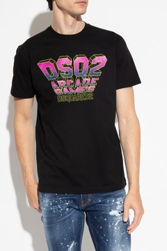 Dsquared2 czarny t-shirt z nadrukiem logo roz.XL