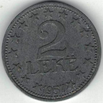 Albania 2 leke leki 1957 22 mm cynk