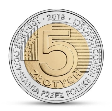 5 zł 2018r. 100-lecie odzyskania niepodległości